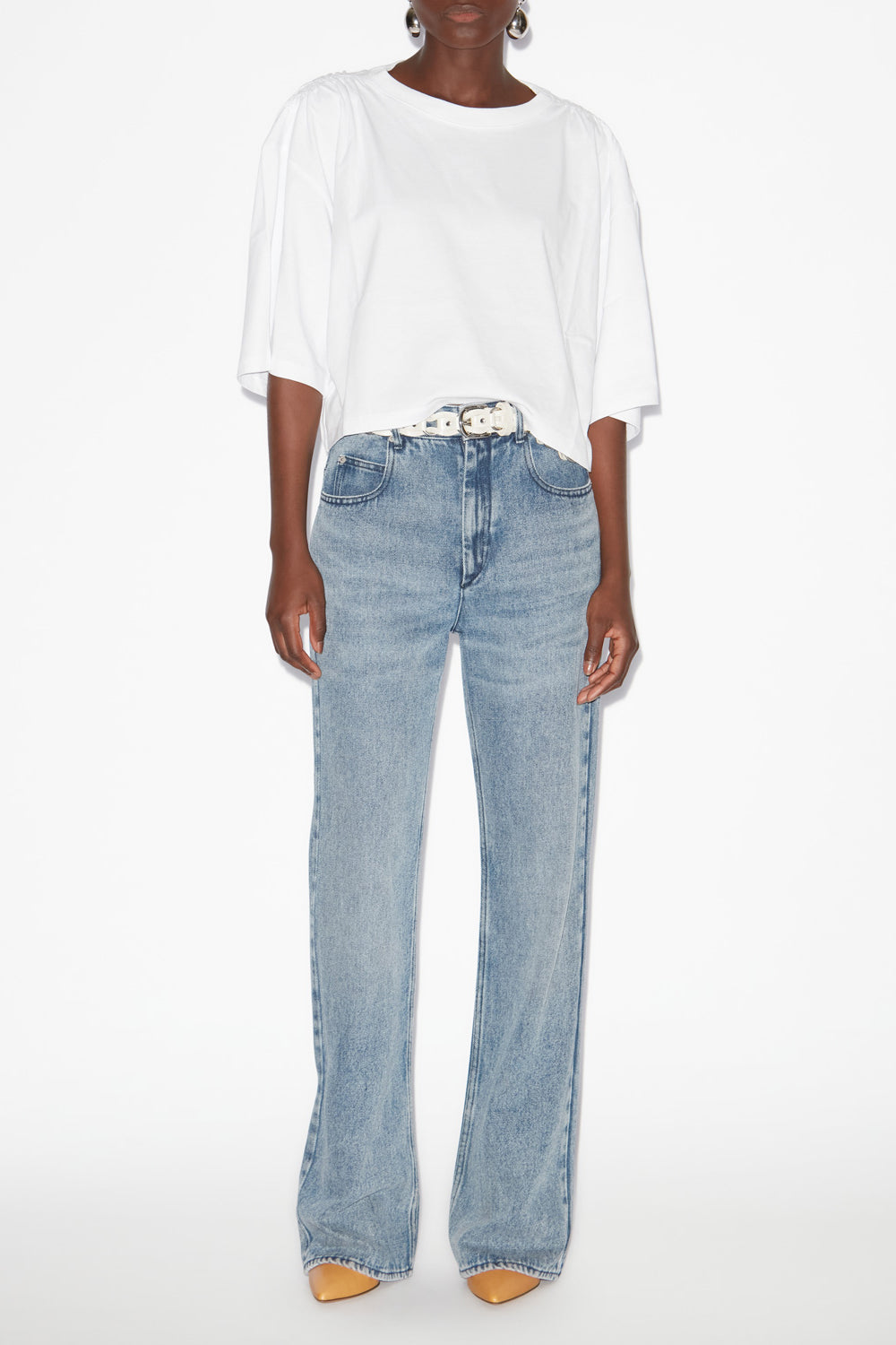 T-shirt laurea corta in cotone tinta unita - Bianco - Woman - 2