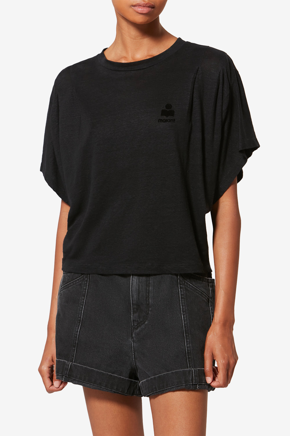 Kyanzae linen t-shirt with logo - Black - Woman - 4