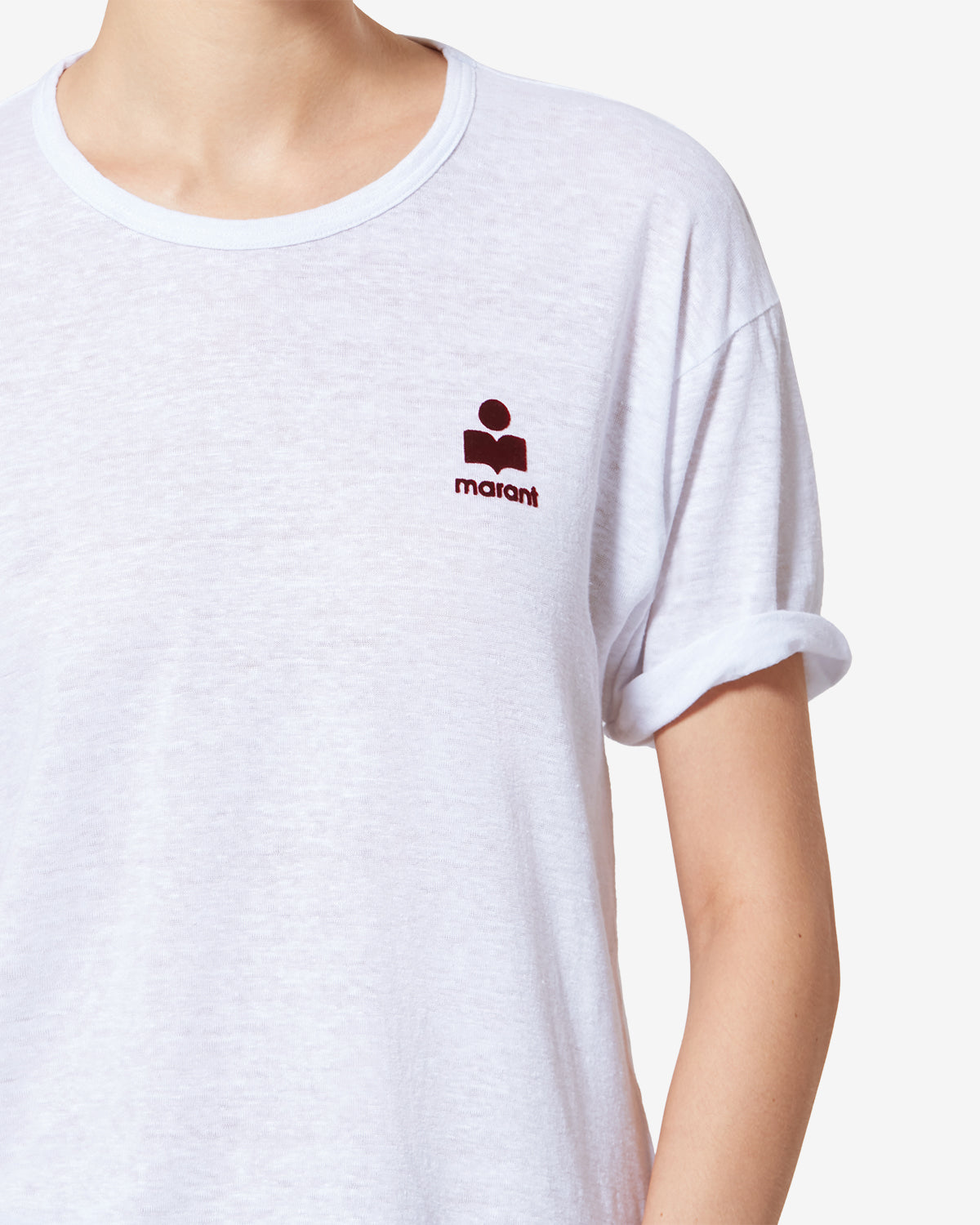 T-shirt à logo koldia en lin - Blanc-bordeaux - Woman - 2