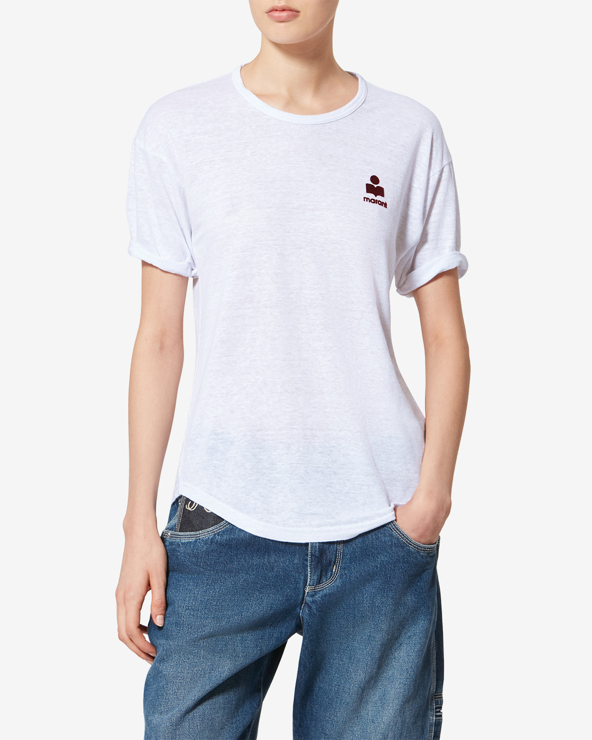 T-shirt à logo koldia en lin - Blanc-bordeaux - Woman - 3