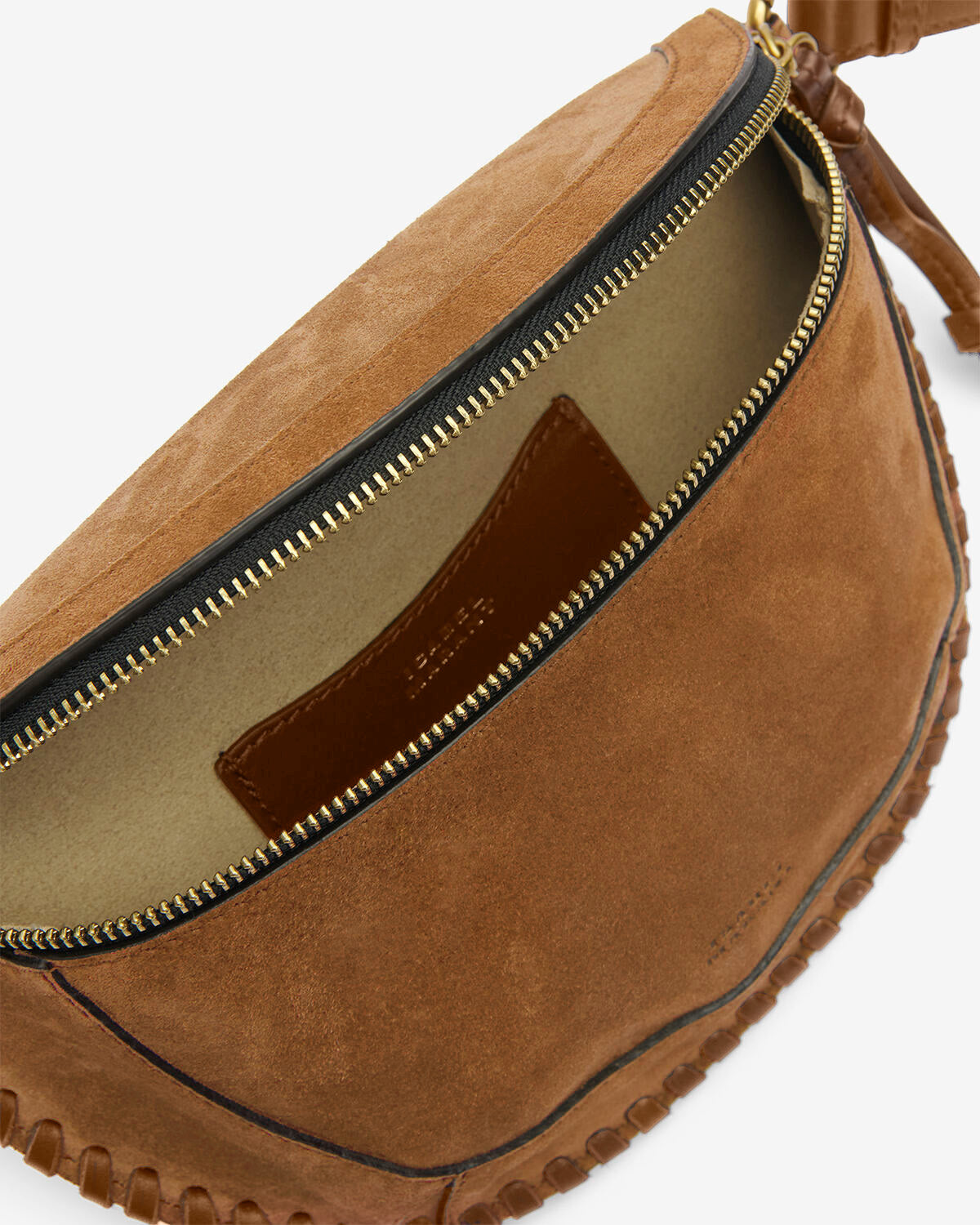 Skano bananentasche aus cognacfarbenem kalbsveloursleder - Cognac - Woman - 3
