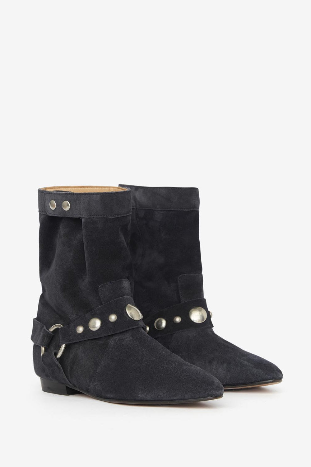 Stania flat-heeled boots in suede calfskin leather - Black - Woman - 3