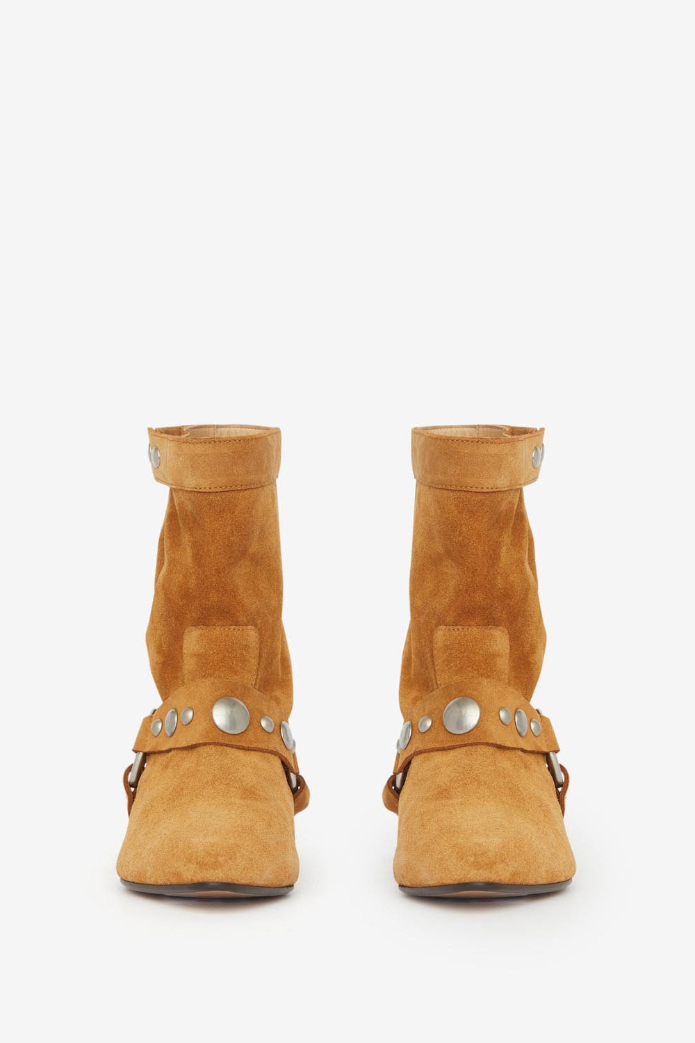 Botas bajas planas de piel de ante de becerro stania - Cognac - Woman - 4