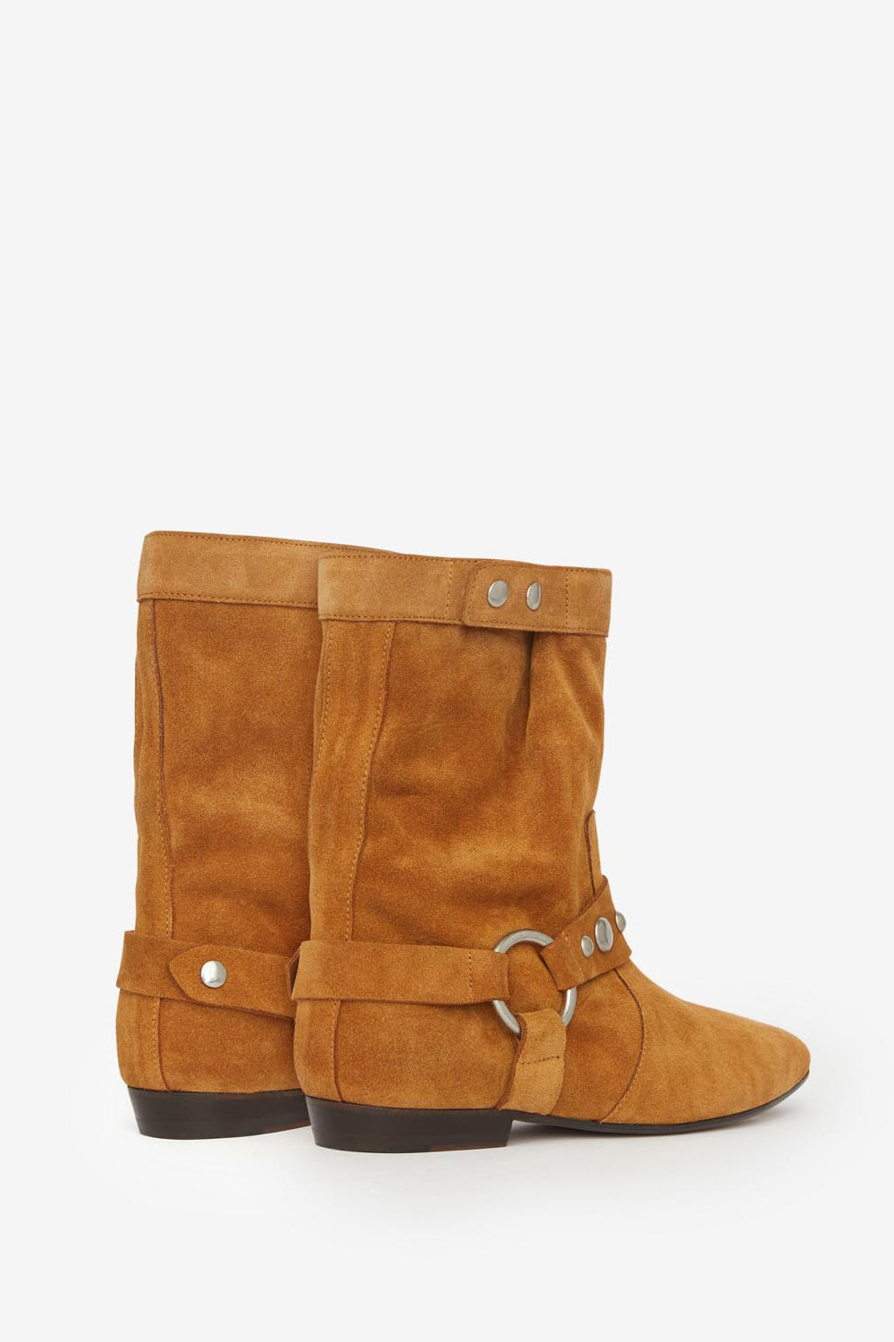 Botas bajas planas de piel de ante de becerro stania - Cognac - Woman - 2