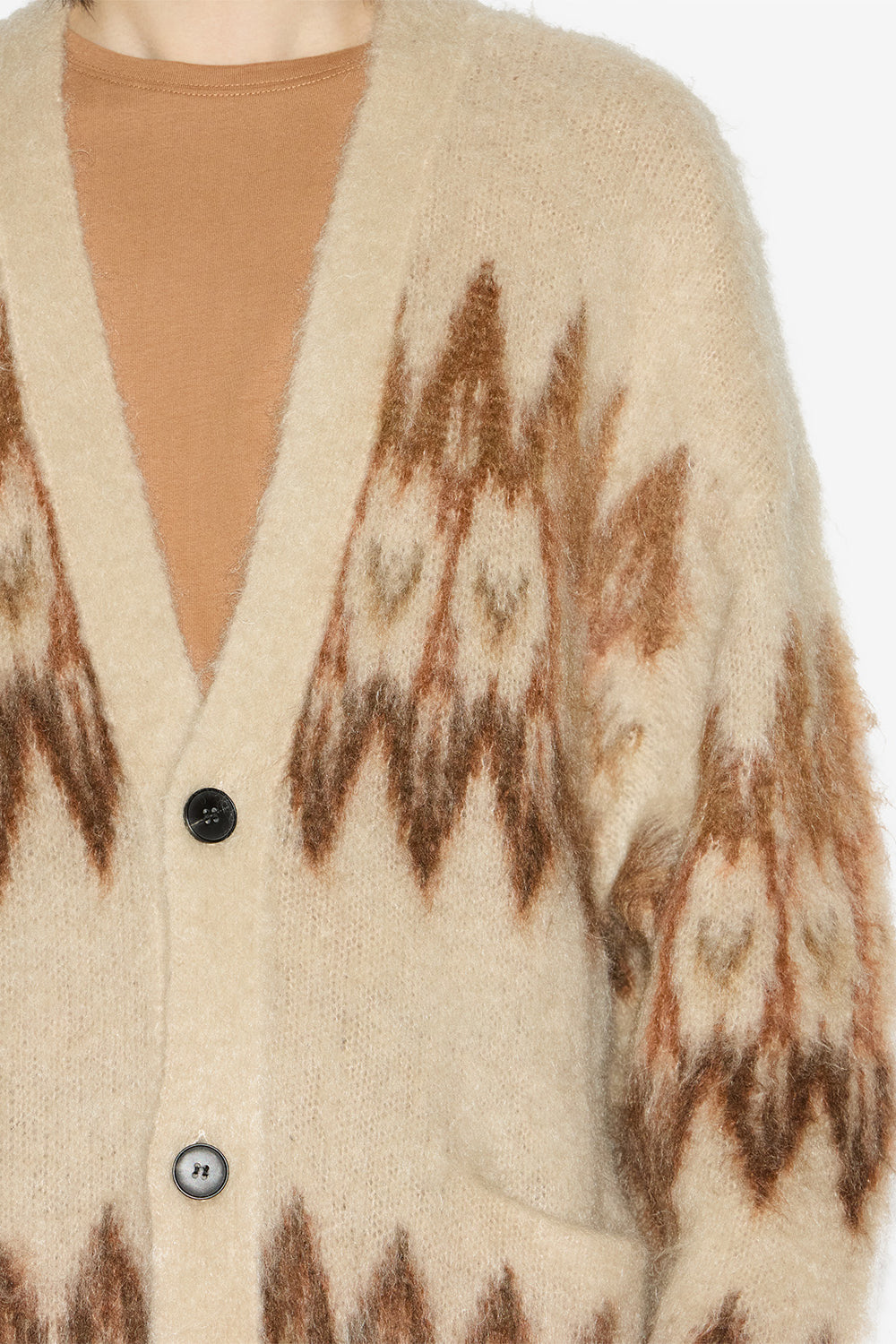 Cárdigan nielson de mohair con motivos fair island - Naranja - Man - 3