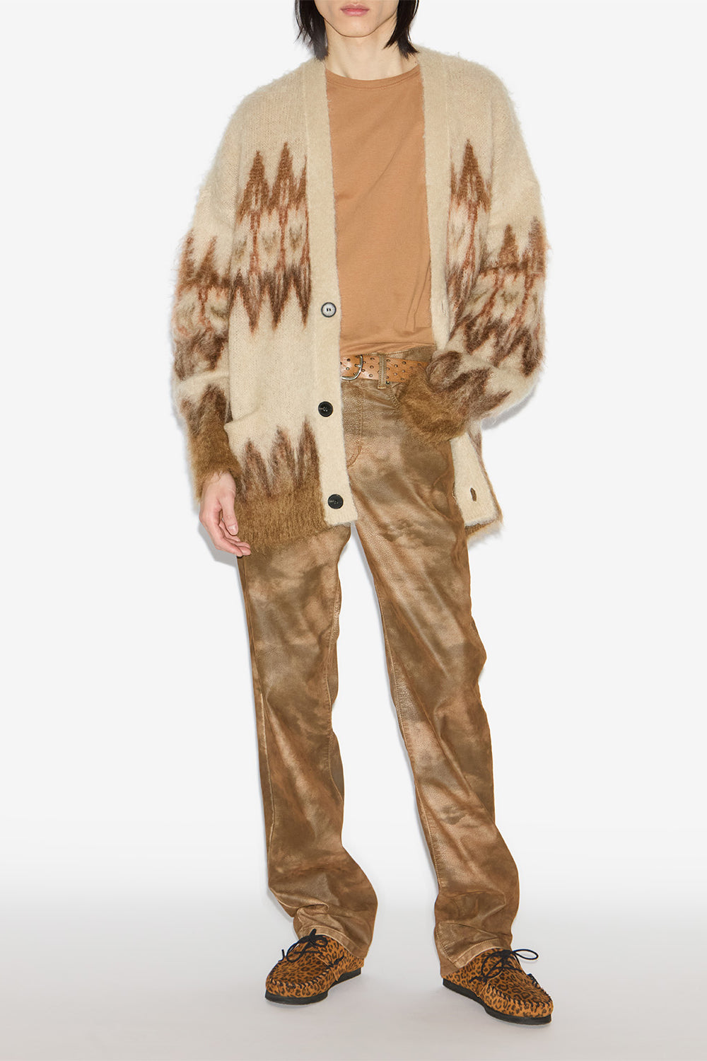 Cárdigan nielson de mohair con motivos fair island - Naranja - Man - 2