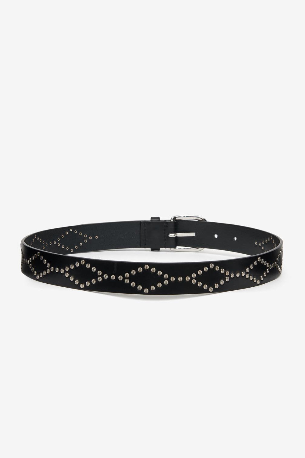 Liliana studded leather belt - Black and silver - Woman - 2