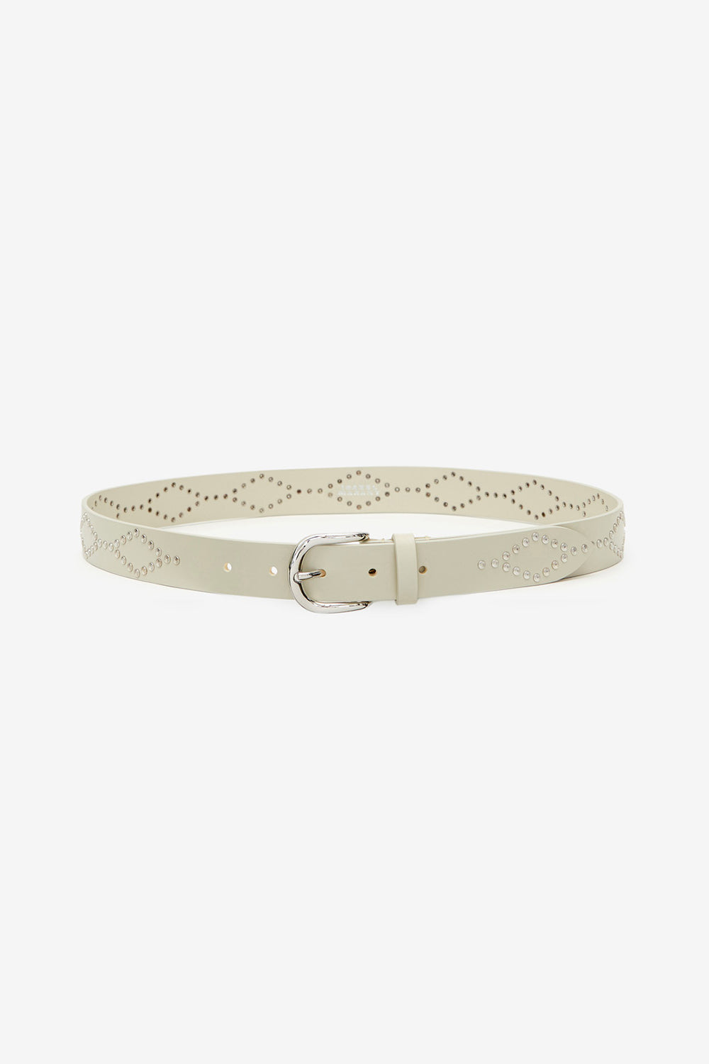Liliana studded leather belt - Chalk-silver - Woman - 1