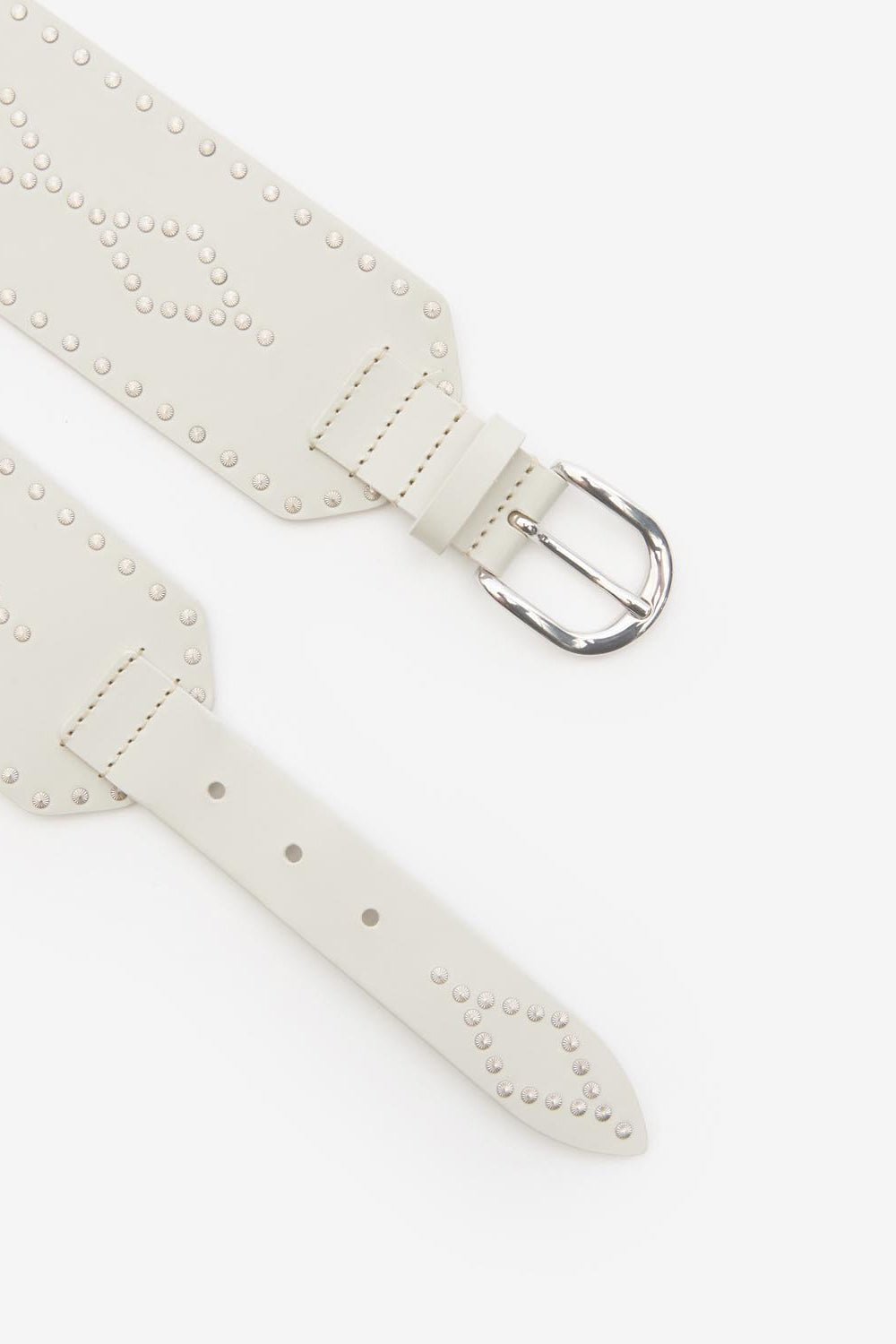 Breiter ledergürtel lucie mit nieten - Chalk-silver - Woman - 3
