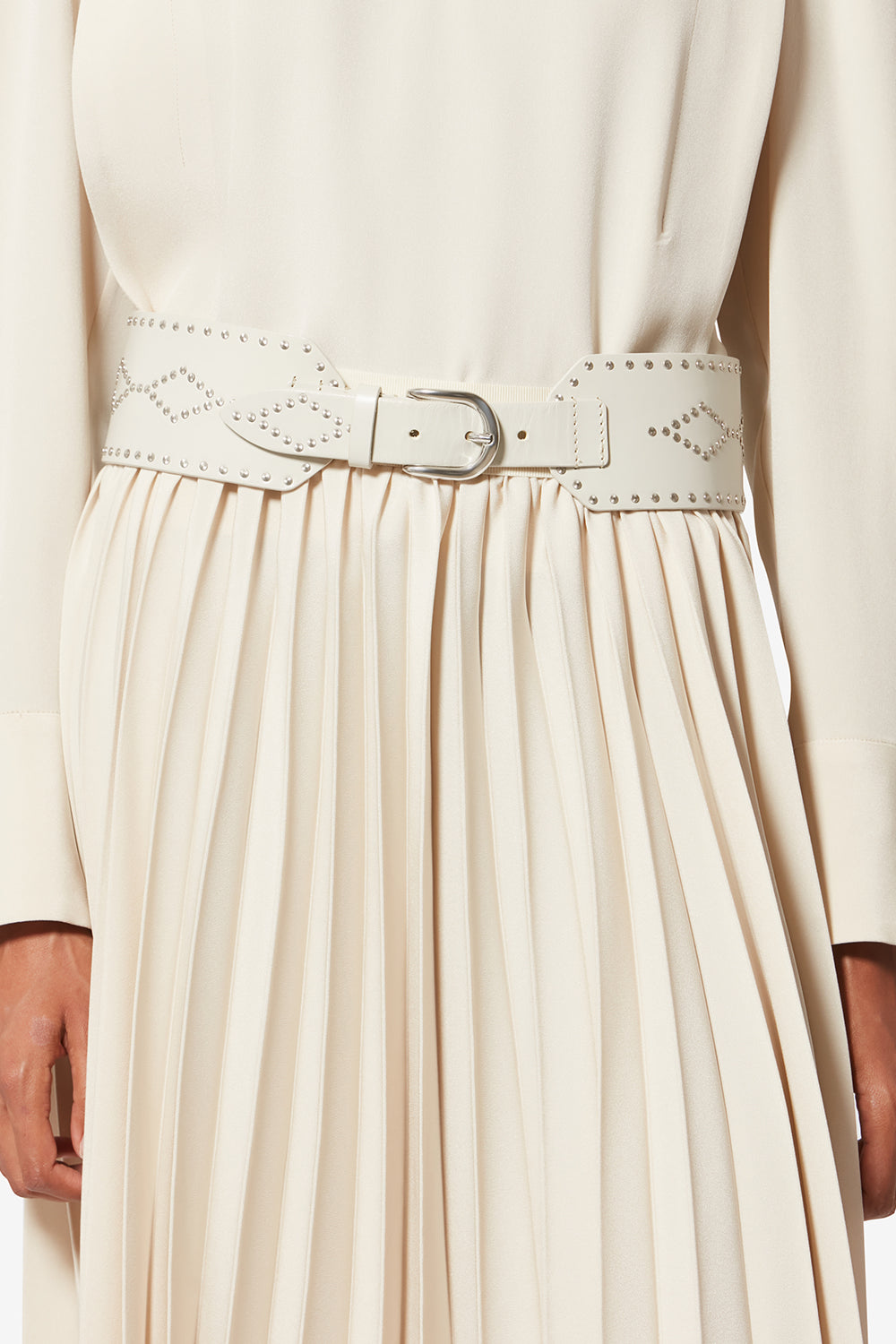Breiter ledergürtel lucie mit nieten - Chalk-silver - Woman - 4