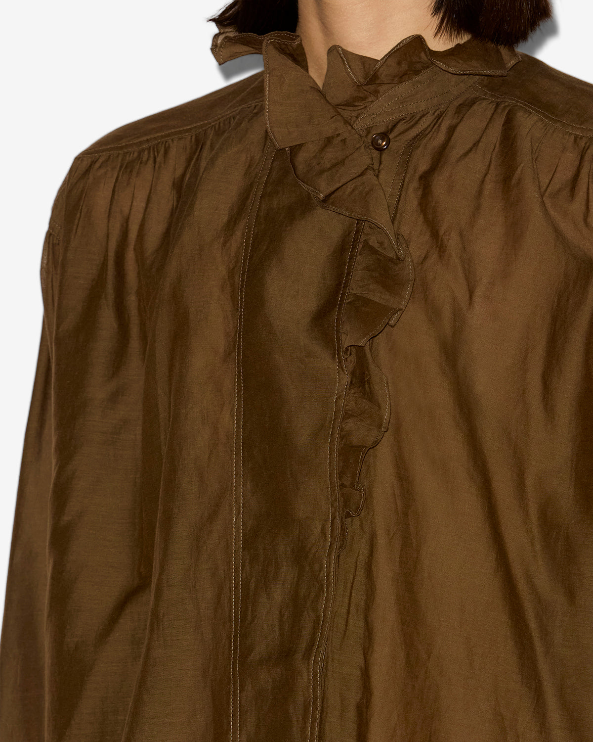 Top pamias con volantes - Dark khaki - Woman - 2