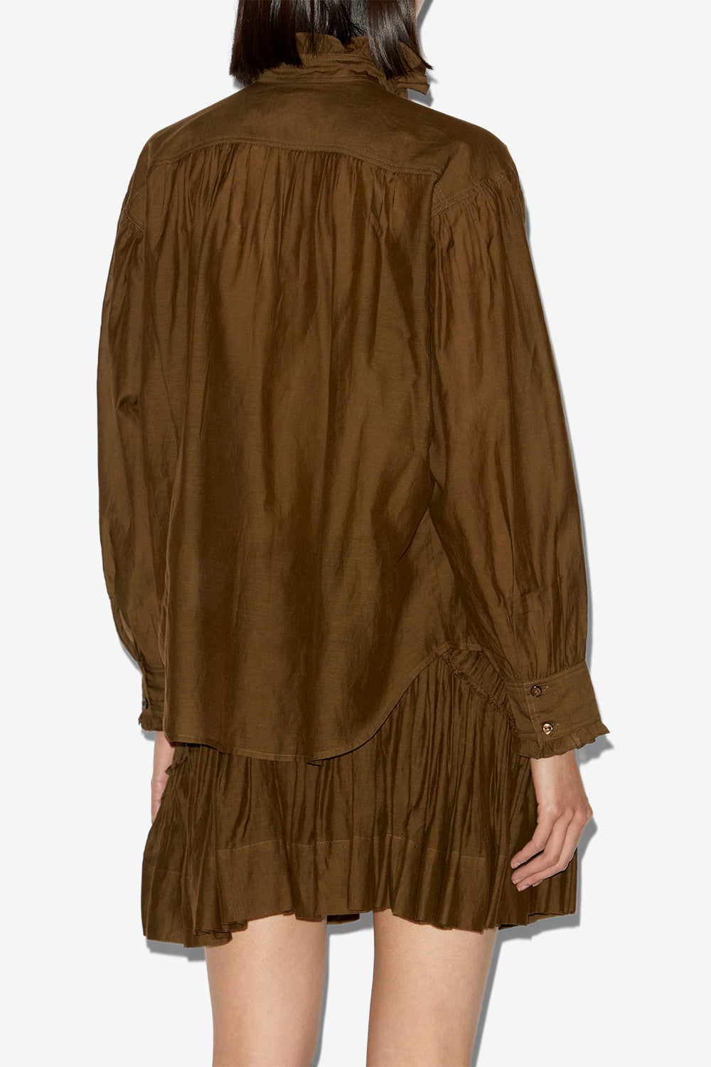 Top pamias con volant - Dark khaki - Woman - 5
