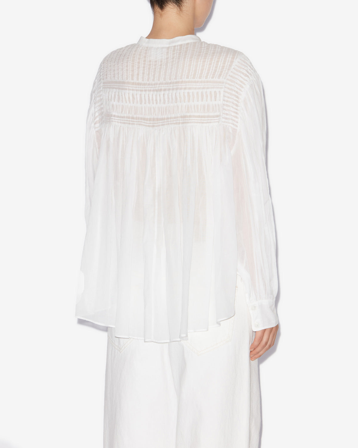 Plalia gathered cotton voile blouse - White - Woman - 4