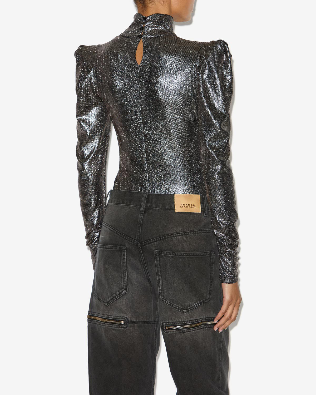 Baiola metallic long sleeve top - Metallic black - Woman - 4