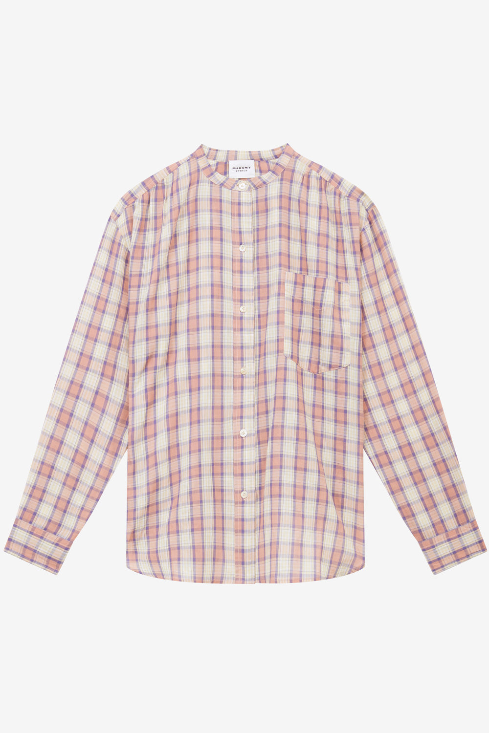 Chemisier mexika in voile di cotone a quadri - Antik pink-yellow - Woman - 1