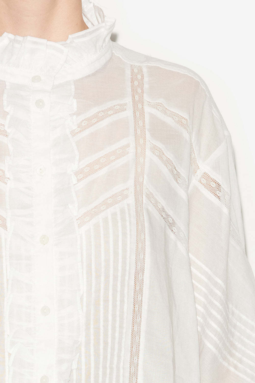Blusa gaia in voile di cotone tinta unita - Bianco - Woman - 3