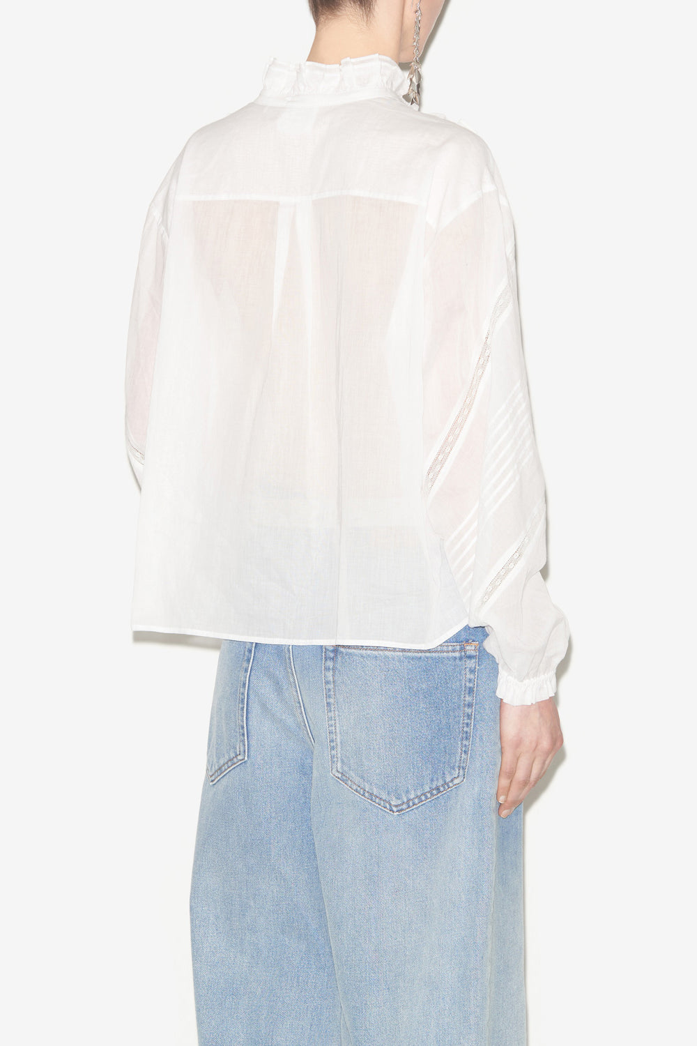 Blusa gaia in voile di cotone tinta unita - Bianco - Woman - 5