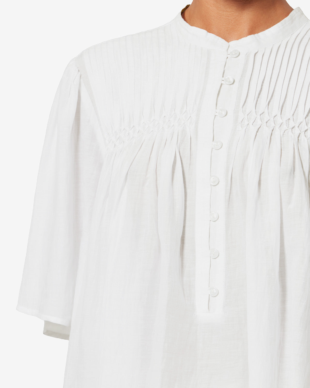 Top a punto smock in voile di cotone destiny - Bianco - Woman - 2