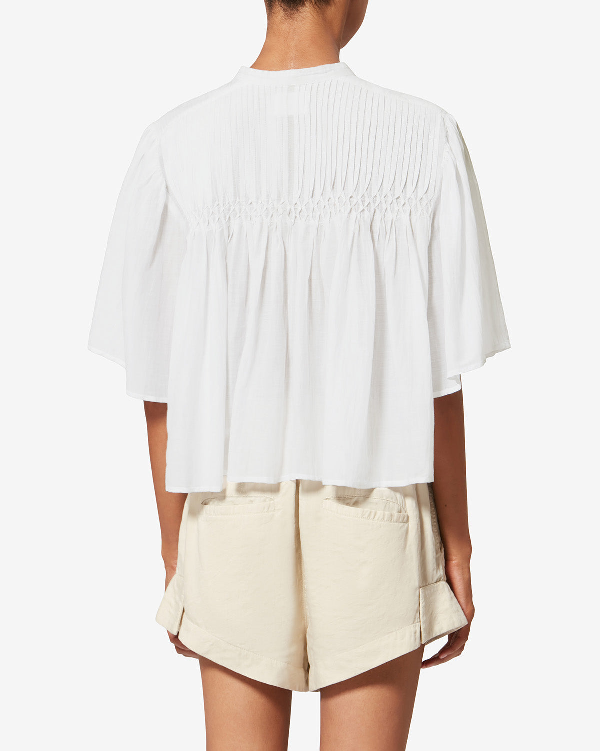 Top a punto smock in voile di cotone destiny - Bianco - Woman - 4