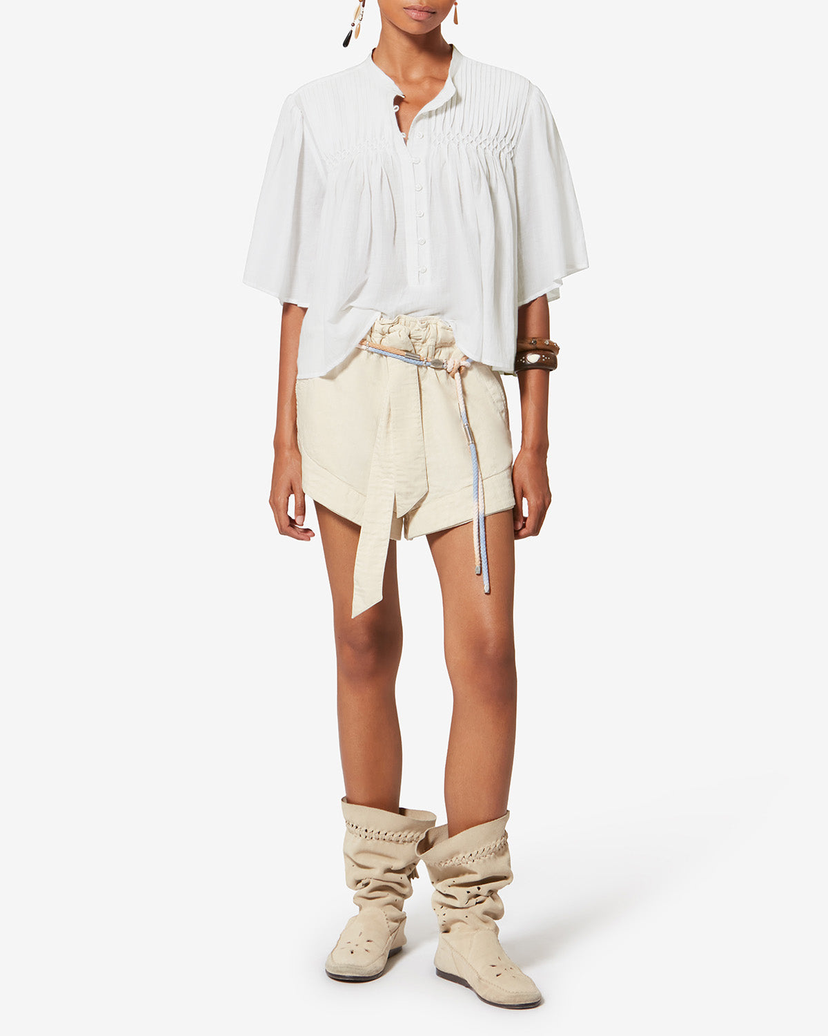 Top a punto smock in voile di cotone destiny - Bianco - Woman - 1