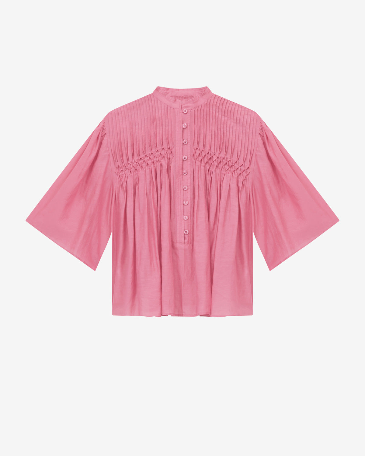 Destiny smocked blouse in plain-colored cotton voile - Antique pink - Woman - 5