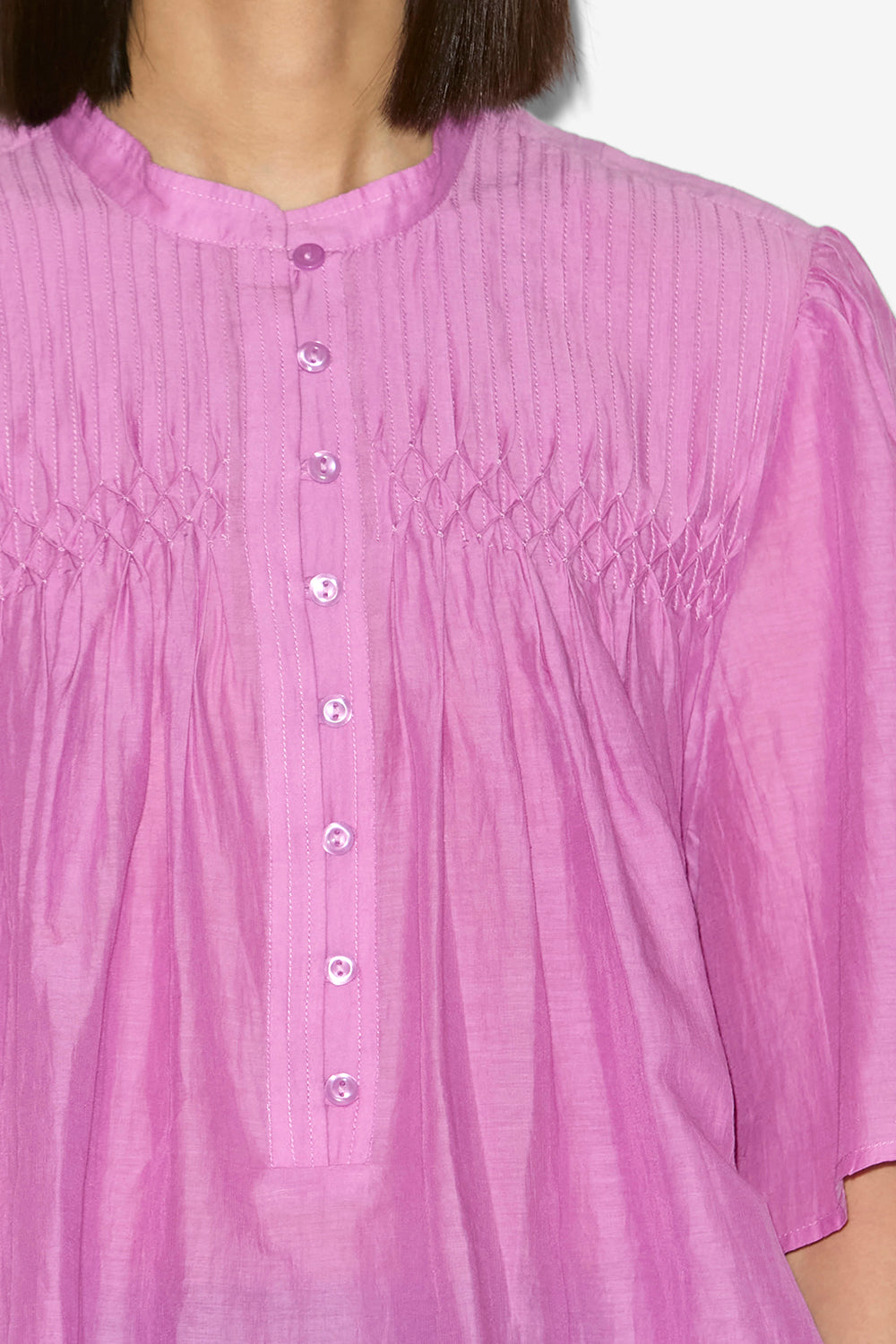 Destiny smocked cotton voile top - Pink lavender - Woman - 3