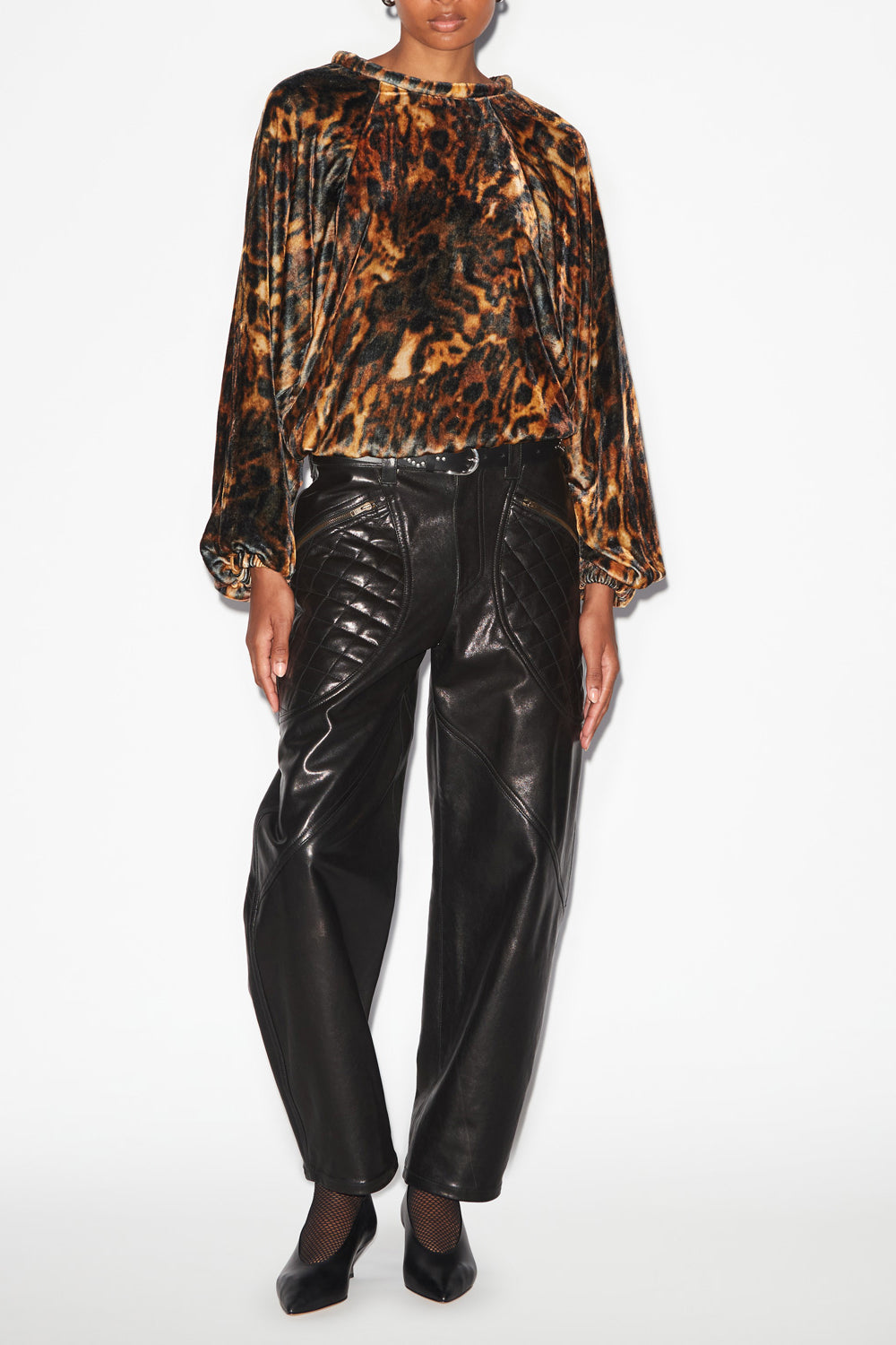 Top dabia in velluto stampato - Leopard - Woman - 2