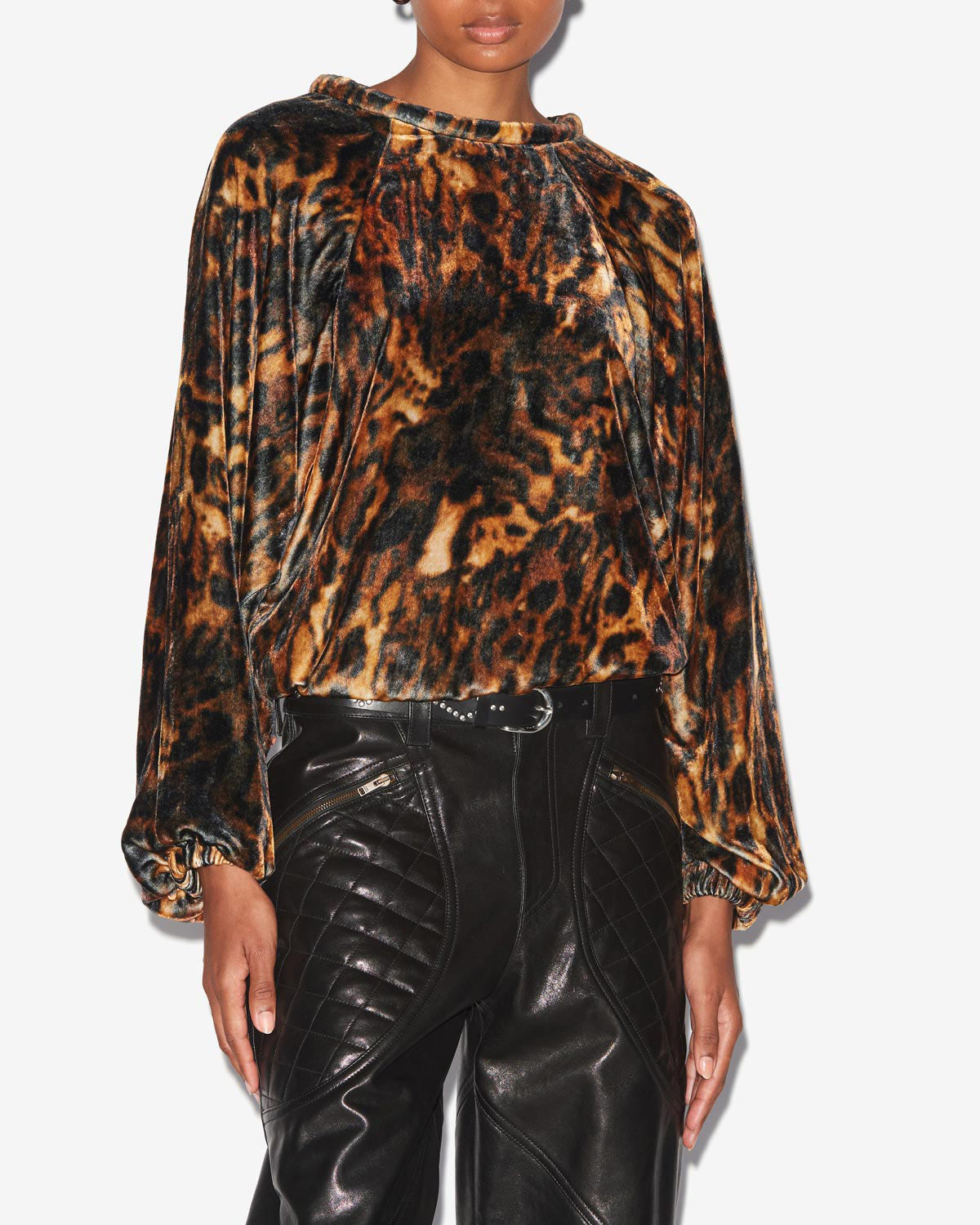 Top dabia en velours imprimé - Léopard - Woman - 3