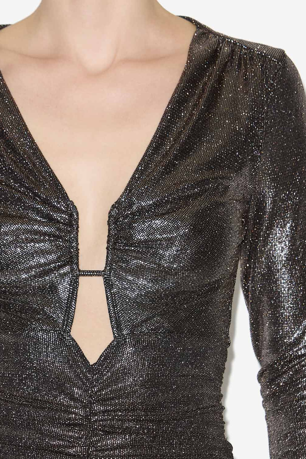 Buffy draped metallic top - Metallic black - Woman - 3