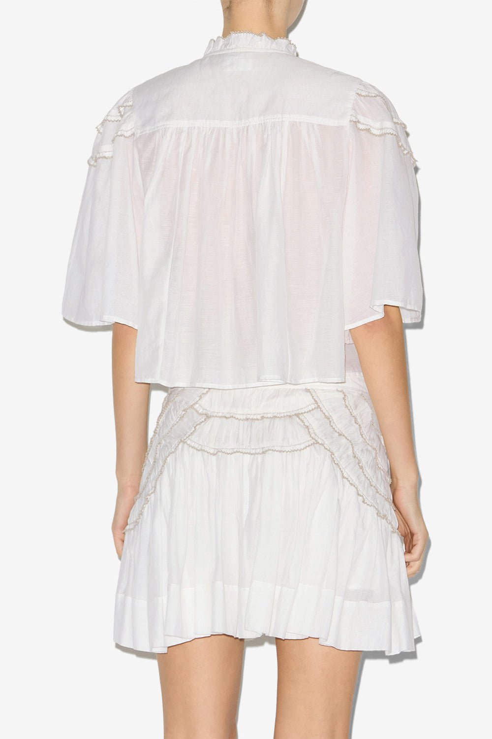Carmen gathered cotton voile top - White - Woman - 4