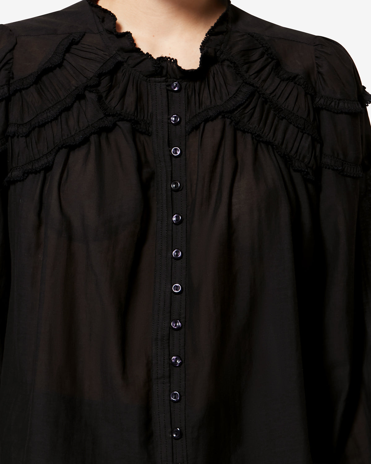 Christa gathered cotton blouse - Black - Woman - 2