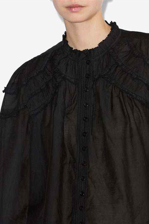 Christa gathered cotton blouse - Black - Woman - 3