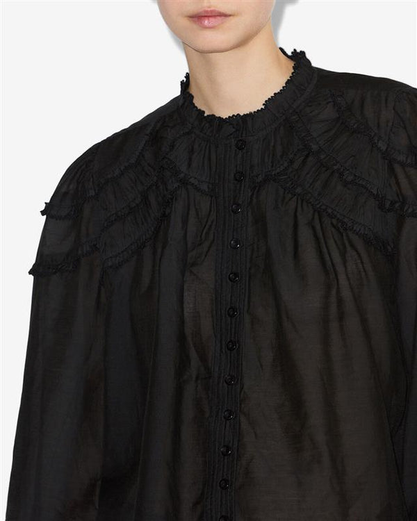 Christa gathered cotton blouse - Black - Woman - 2
