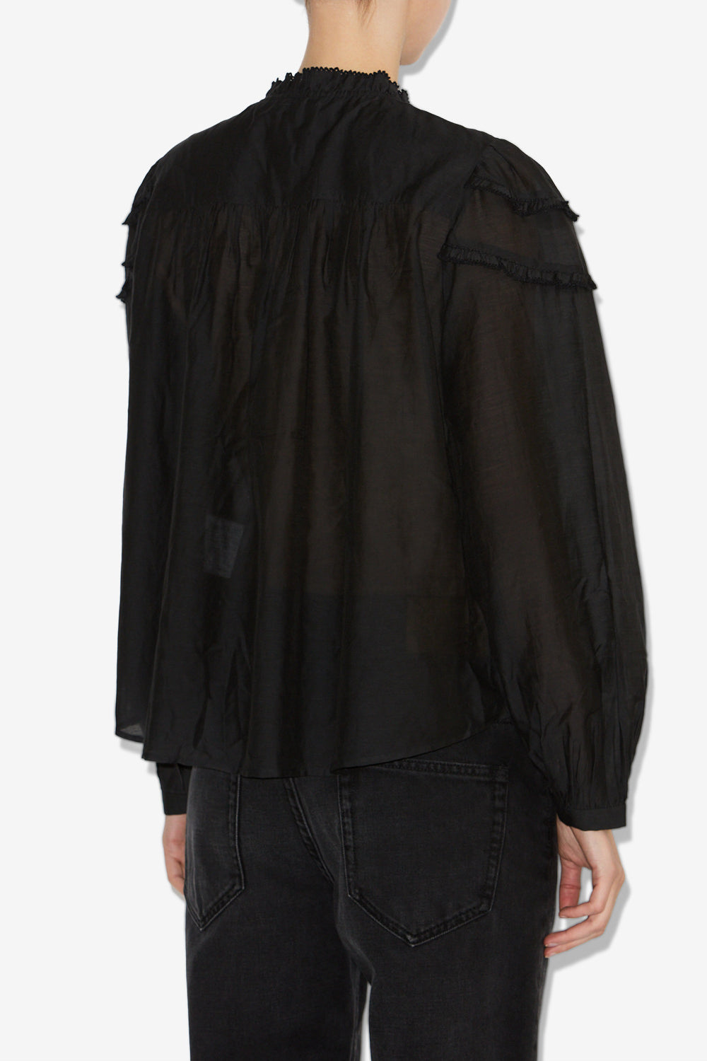 Christa gathered cotton blouse - Black - Woman - 4