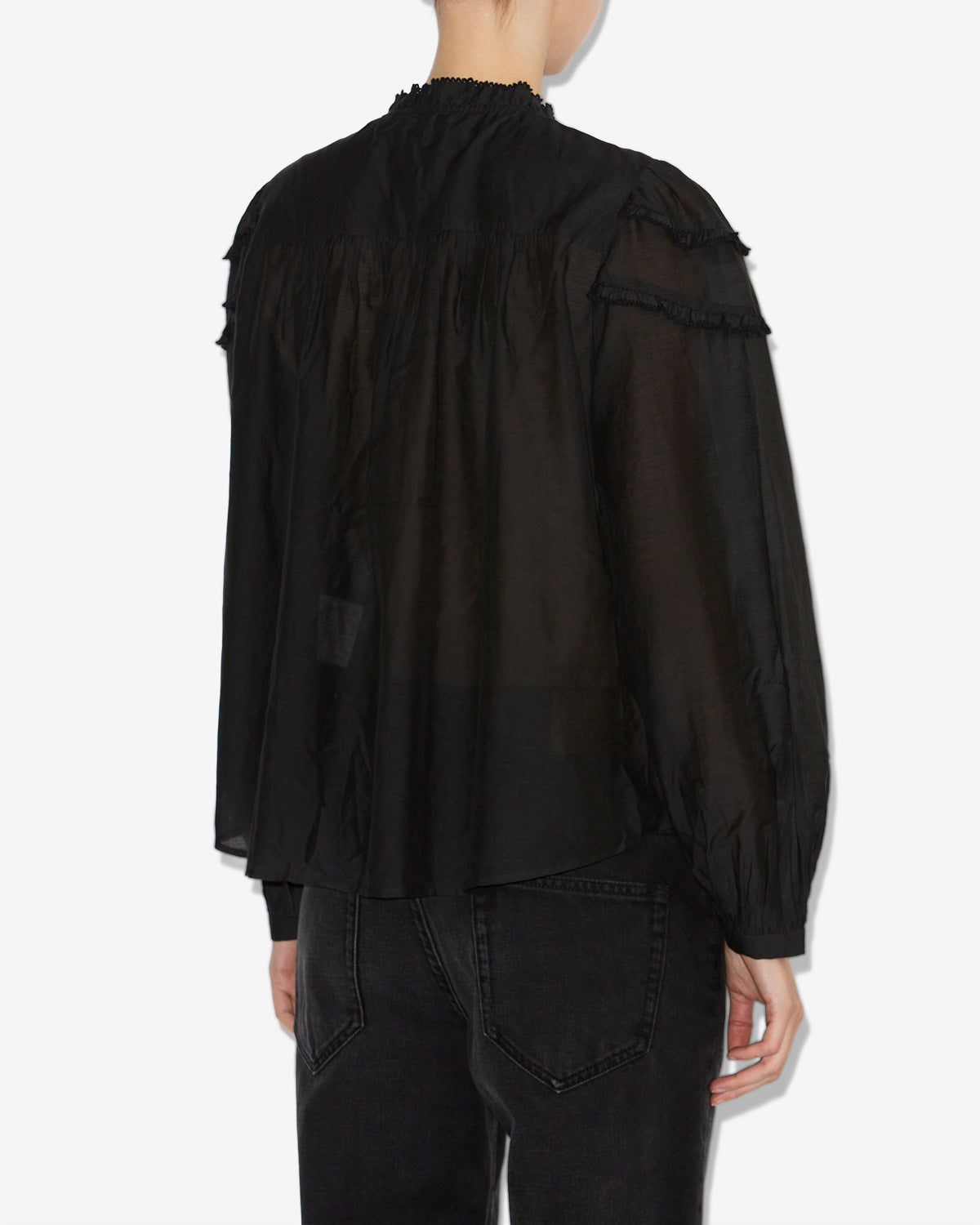 Christa gathered cotton blouse - Black - Woman - 3