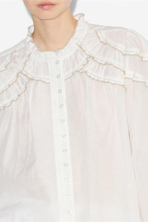 Christa gathered cotton blouse - White - Woman - 3