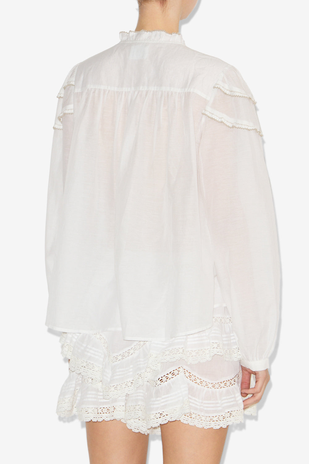 Christa gathered cotton blouse - White - Woman - 5