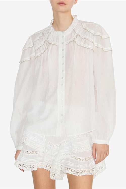 Christa gathered cotton blouse - White - Woman - 4