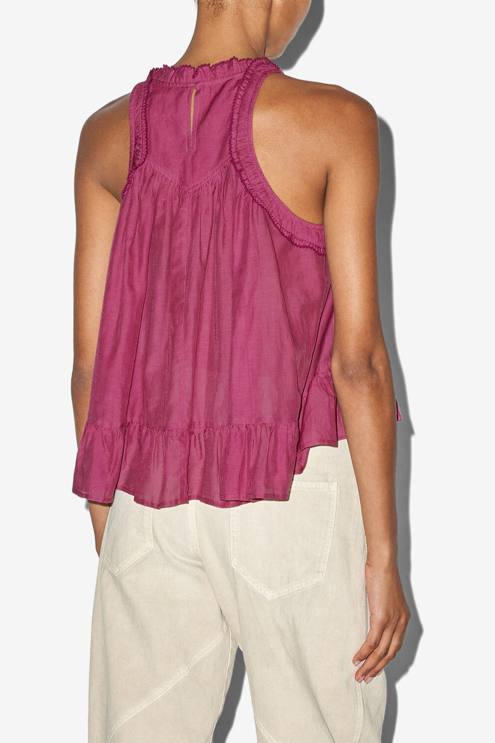 Top carlee aus geraffter baumwolle - Rosa - Woman - 3