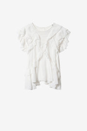 Top in voile di cotone con volant nalou - Bianco - Woman