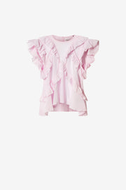 Top in voile di cotone con volant nalou - Light pink - Woman