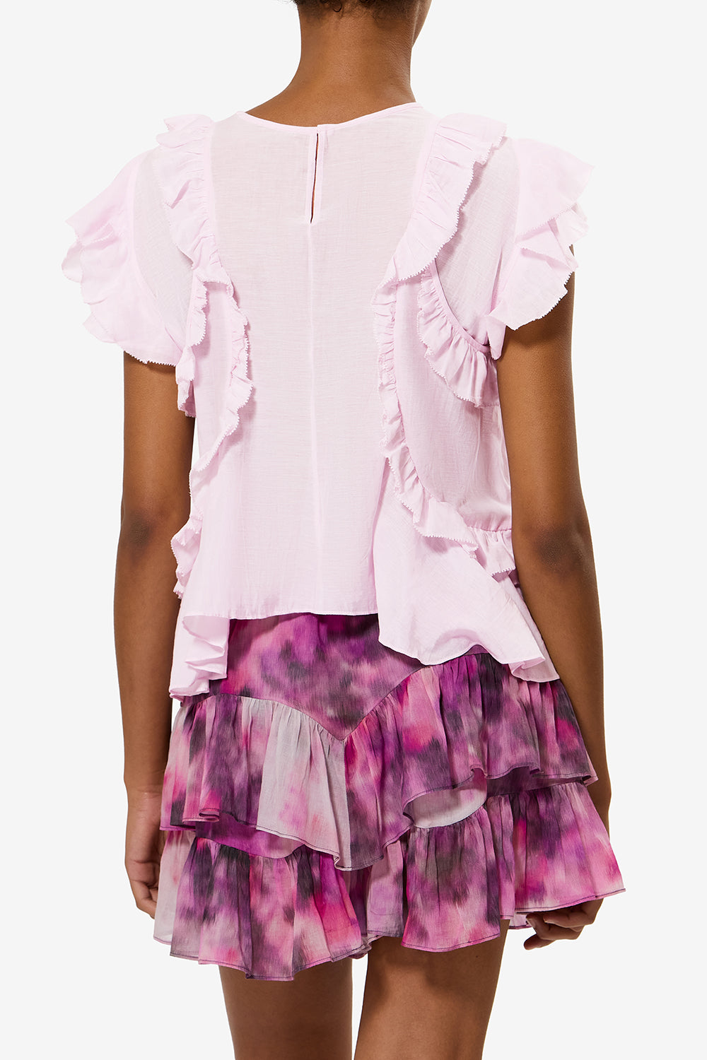 Top de voile de algodón con volantes nalou - Light pink - Woman - 5