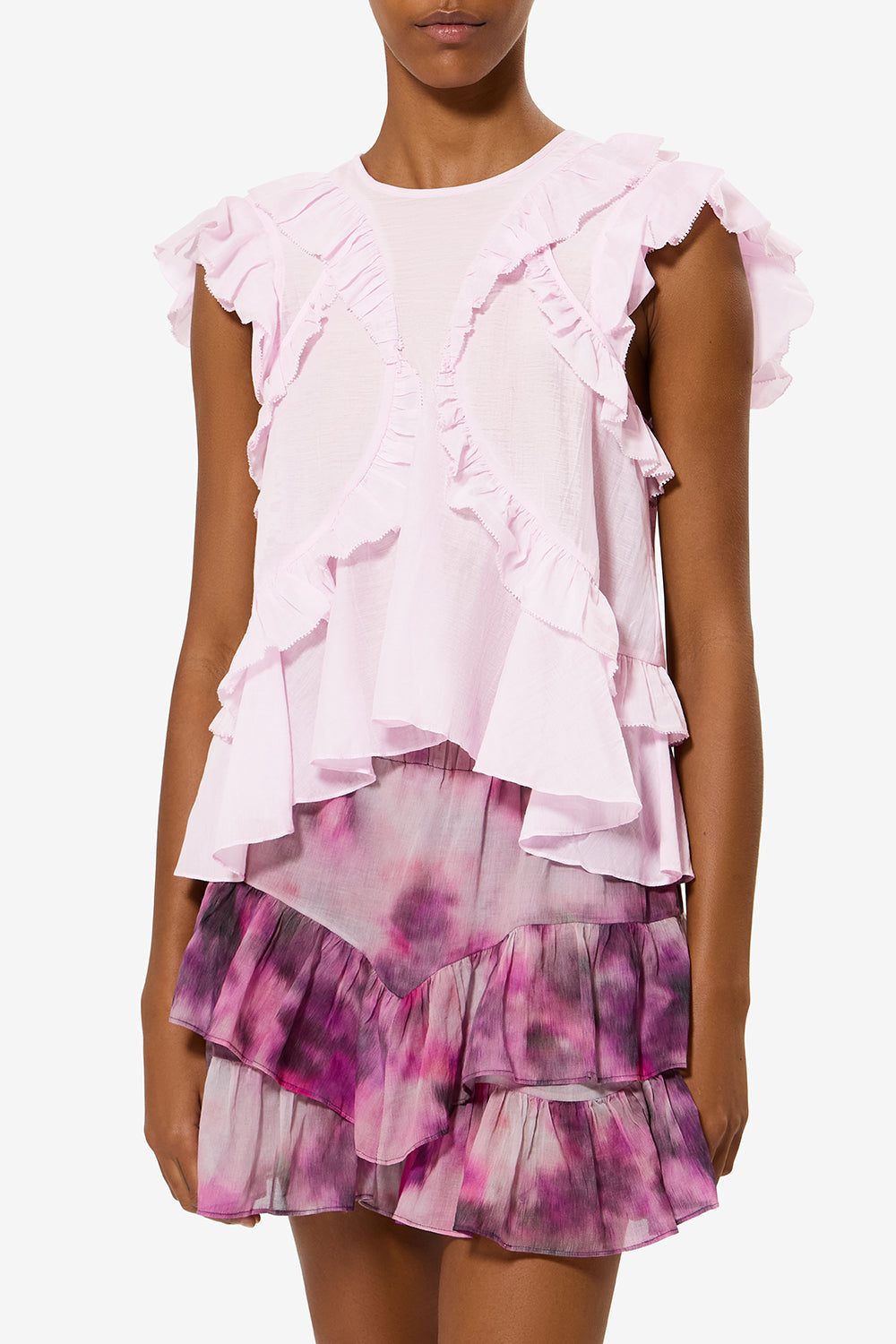 Top de voile de algodón con volantes nalou - Light pink - Woman - 4