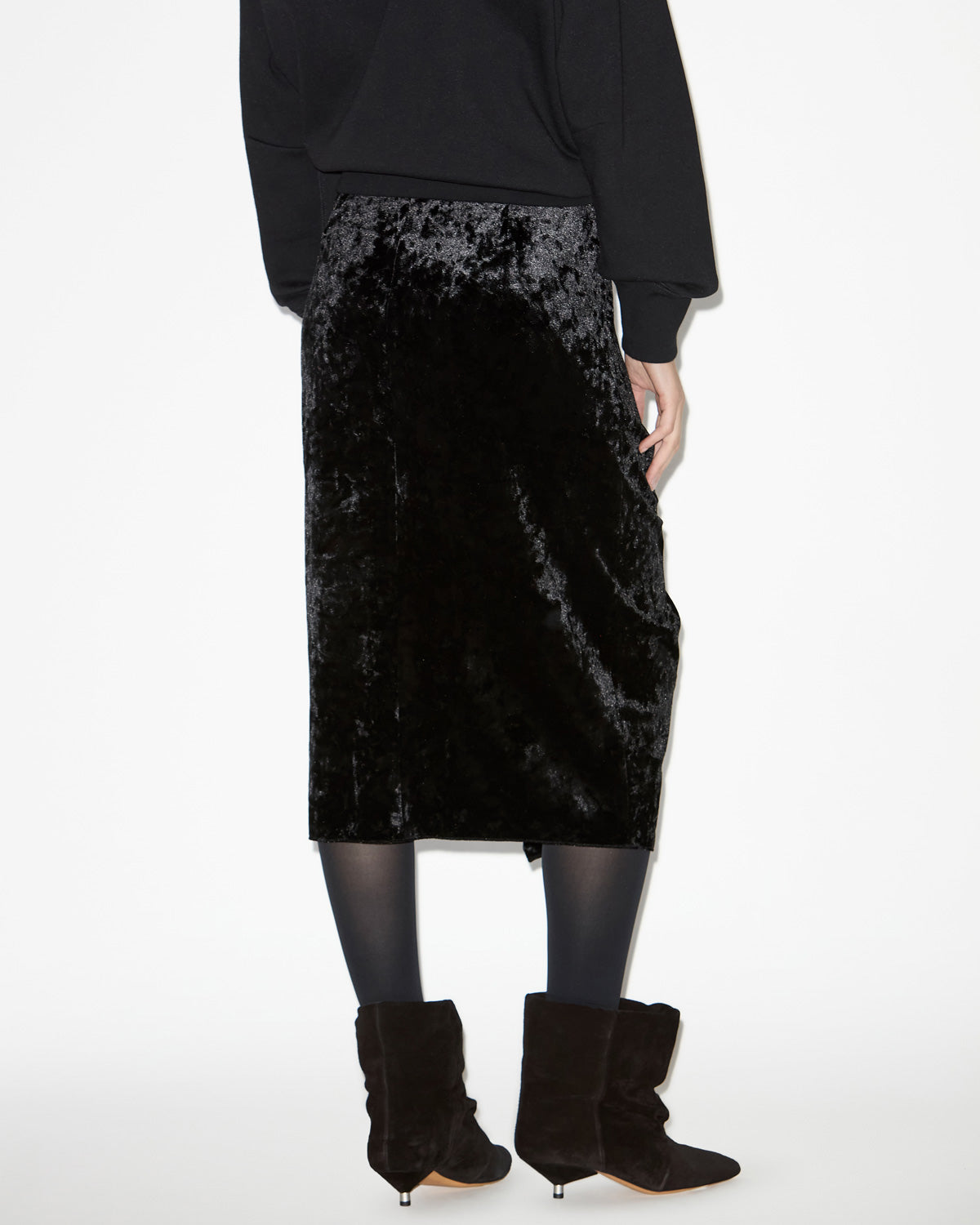 Gonna alyssa drappeggiata in velluto - Nero - Woman - 4