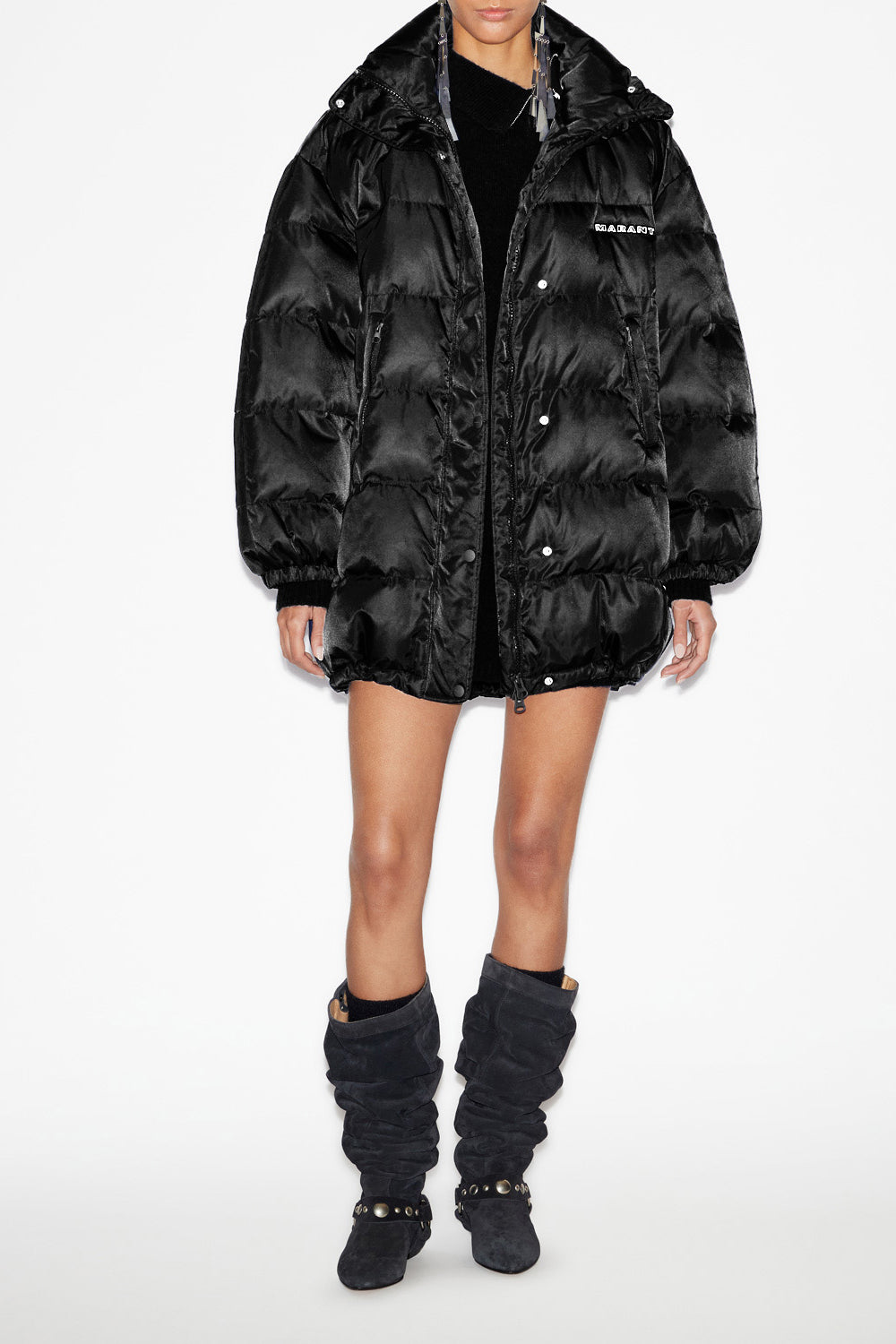 Belize plain-colored mid-length down coat - Black - Woman - 2