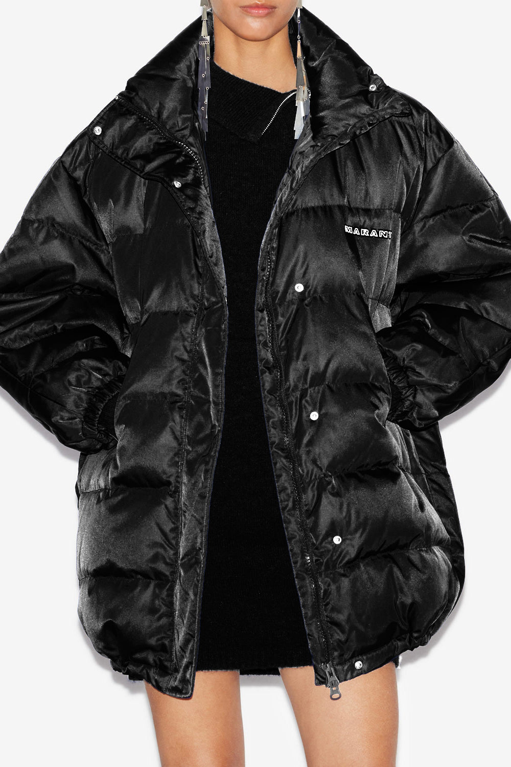 Belize plain-colored mid-length down coat - Black - Woman - 3