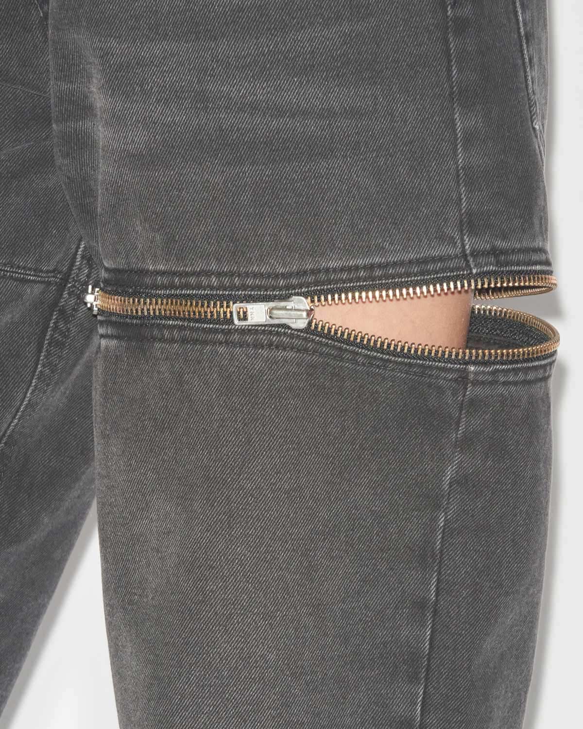 Jeans salia ampi in denim con zip - Nero lavato - Woman - 2