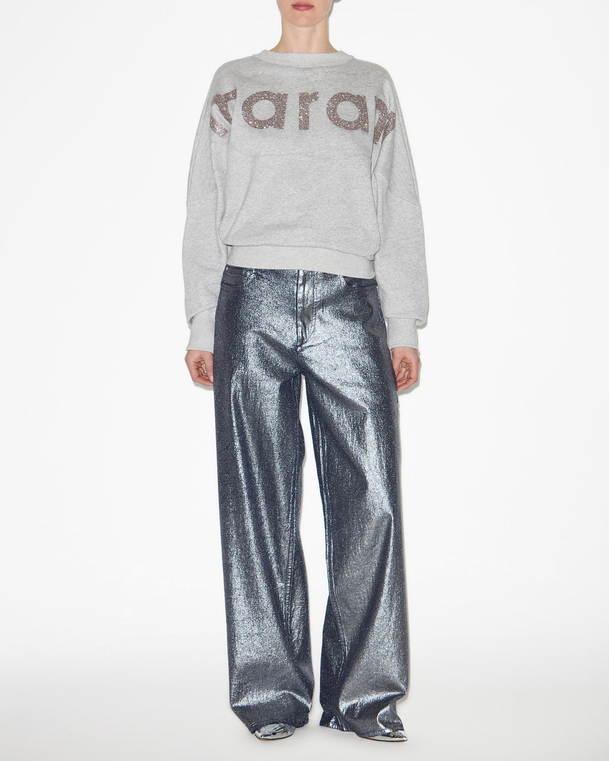 Vaqueros cover de denim metalizado - Plata - Woman - 1