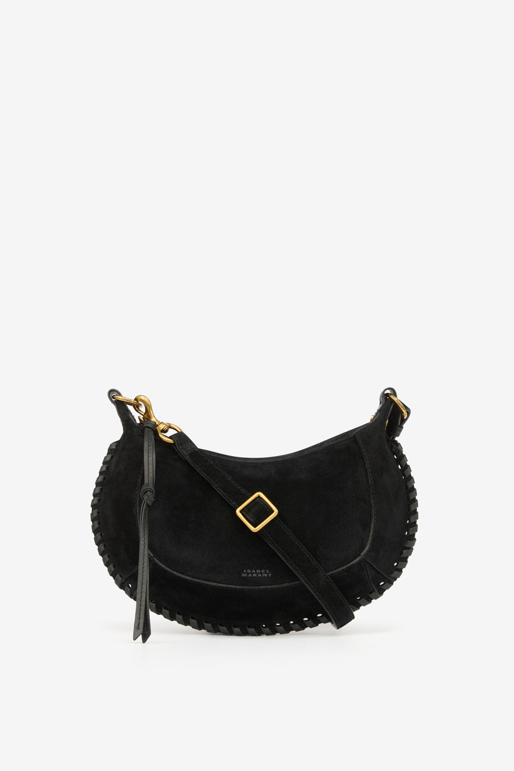 Sac porté épaule en cuir de veau velours tressé oskan moon - Noir - Woman - 1