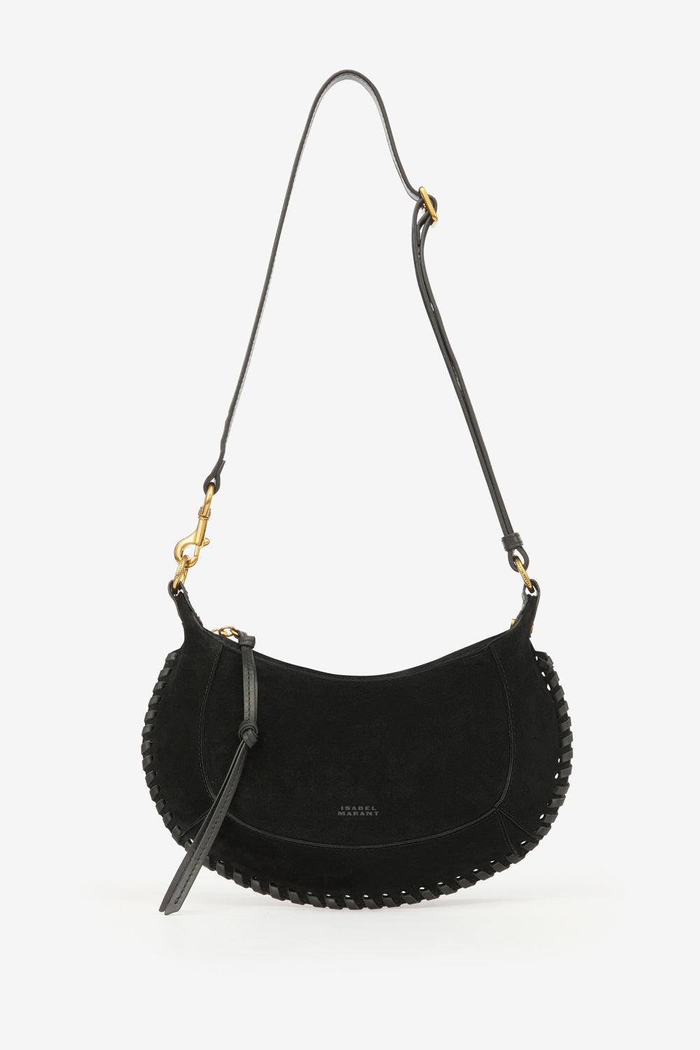 Sac porté épaule en cuir de veau velours tressé oskan moon - Noir - Woman - 5